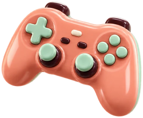 Controller da gioco color pesca con pulsanti menta.